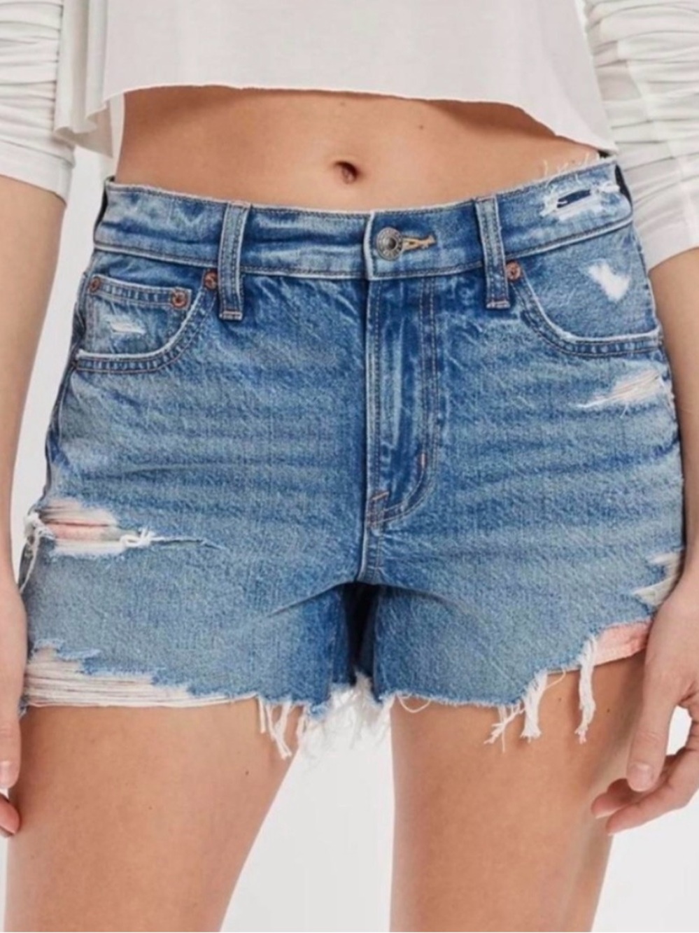NWT American Eagle 90s Boyfriend OuterBanks Denim Shorts with floral peek